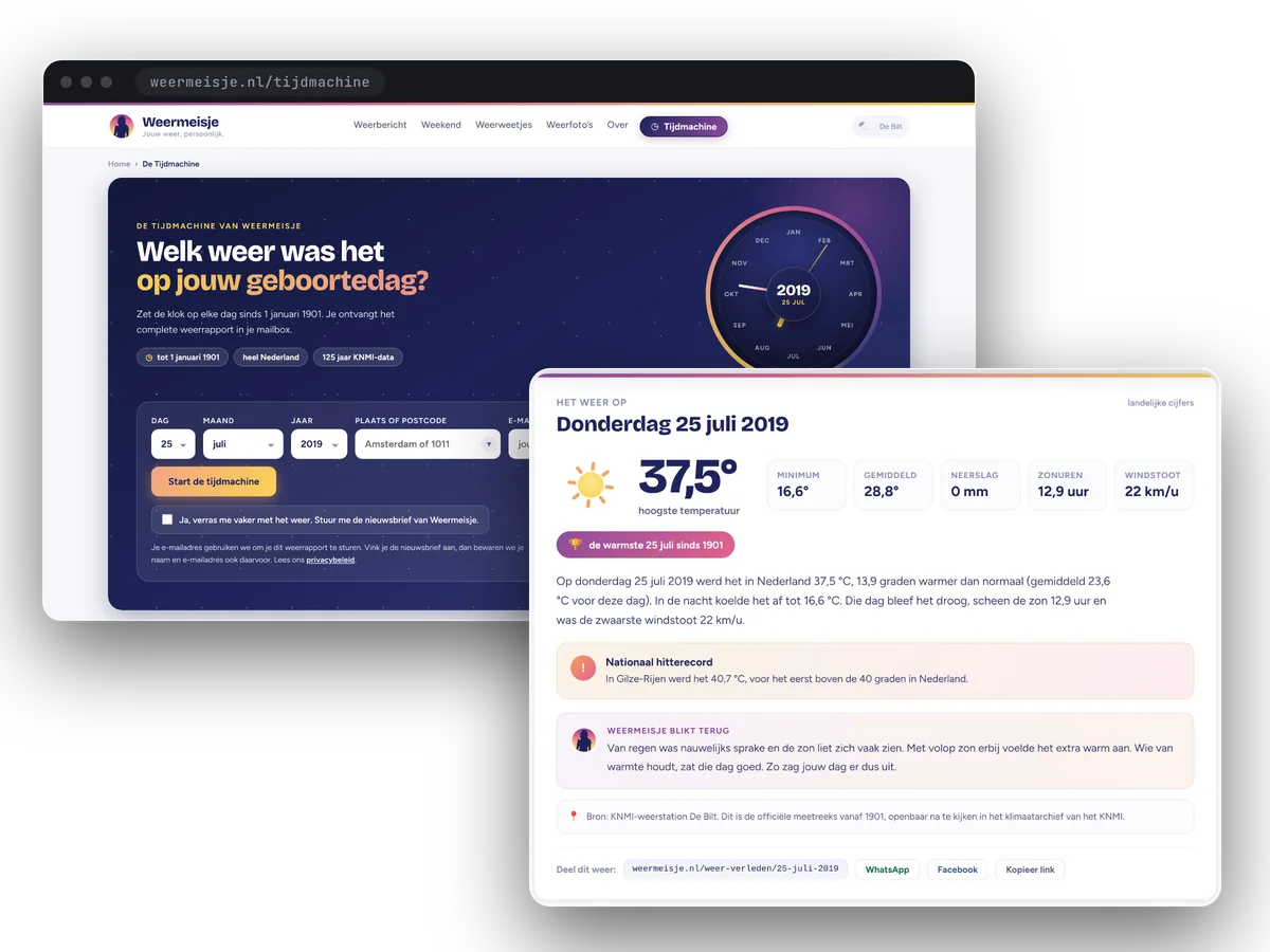De Tijdmachine van Weermeisje.nl op 25 juli 2019: 37,5 graden, de warmste 25 juli sinds 1901